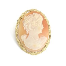 Antique 1920&#39;s Italian Cameo Pendant Brooch Pin 18K Yellow Gold, 7.57 Grams - £778.35 GBP