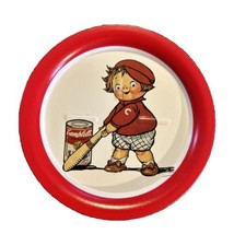 Vintage Campbells Soup Kids Advertising Tin Coaster 3 1/2&quot; Boy With Baseball Bat - £6.51 GBP