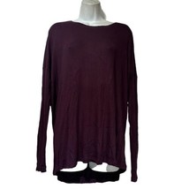 h by bordeaux purple ribbed long sleeve top Shirt blouse Size L - $14.84