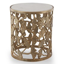 SPI Home Marble Top Cast Aluminum Ginkgo Leaf Stool 16 Inches High - £256.99 GBP