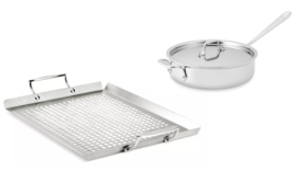 All-Clad D3 3-qt Saute Pan with lid &amp; Stainless Steel Outdoor Grill Grid 16&quot;x12&quot; - £134.49 GBP