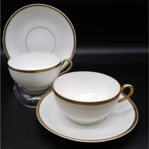 Vintage PMS Turin Bavaria 2 Sets of Cups and Saucers White with Gold Trim - $14.84