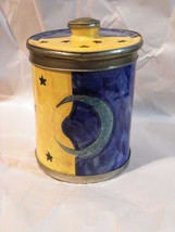 Signed La Medina Ceramic Canister w Lid Stars Moon Hand Made and Painted. - £8.17 GBP