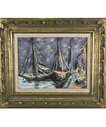 Voilier Scène Signée Encadré Huile sur Toile Par Don Roberto 50.8cmx61cm - $755.52