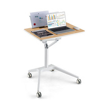Height Adjustable Mobile Standing Desk with Detachable Holde-Natural - Color: N - £180.65 GBP