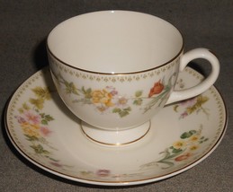WEDGWOOD Bone China MIRABELLE PATTERN Cup &amp; Saucer ENGLAND - $24.74