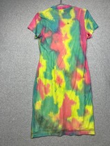 y2k 90s Revamped Neon Sheer Womens Bodycon Dress Size L Tie Dye Colorful Rainbow - $32.88