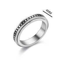 Rotate Freely Spinning Stainless Steel Ring For Women and Men Moon Star Chain Sp - £9.83 GBP