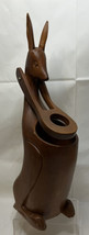 Vintage Mid Century Modern Hand Carved Wood Kangaroo Wine Bottle Holder ... - $39.99