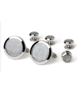 Silver Diamond Dust Studs and Cufflinks in a Rhodium Finish - $94.05