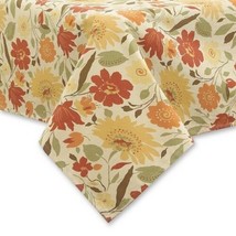 Fall Fabric Tablecloth Laminated Blooms Easy Care Stain Spill Resistant 70&quot; Rd - $29.28