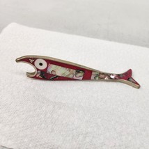 Vtg Abalone Shell Inlay Red Fish Bottle Opener Silver Stamped Alpaca Mexico - £15.14 GBP