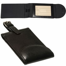 Manhasset Leather Luggage Tag, Magnetic Closure, Adjustable Strap - Blac... - £5.39 GBP