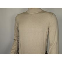Men's Sweater Knit By BRANGO Turkey Mock Neck Cotton Blend 21050 Beige image 4