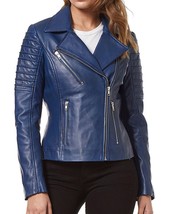 Women&#39;s Genuine Lambskin Real Leather Motorcycle Slim fit Biker Jacket -... - $129.99