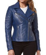 Women&#39;s Genuine Lambskin Real Leather Motorcycle Slim fit Biker Jacket -... - £102.71 GBP