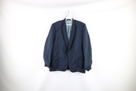 Vintage 50s Mens 46R Thrashed Formal Tuxedo Prom Smokers Jacket Wool Blu... - £62.02 GBP