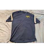 McDonald’s Uniform Shirt S Navy Crew Tee Pocket Logo Striped Sleeves Pol... - $231.62 MXN