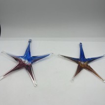 Art Glass Star Fish Sun Catcher Blown Glass  Ornament  Set Of 2  8” &amp; 9” - £23.19 GBP