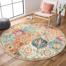 Moroccan Trellis Round Area Rugs - Washable Small Round Rug 3Ft Non-Slip... - £42.78 GBP