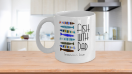 Fish With Dad Mug White Coffee Cup Gift for Dad Fathers Day Fisherman Birthday - £14.42 GBP+