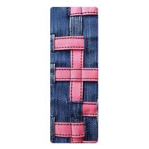 Candy-Striped Crossover: Pink Denim Style Ribbons Blue - Rubber Yoga Mat - £48.55 GBP