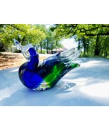 MCM Murano Italian Art Glass 6.5&quot; Cobalt, Green Sommerso Duck Sculpture ... - £40.67 GBP