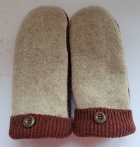NEW Handmade Upcycled Womens M? Wool Mittens Fleece Lined from Old Sweaters #2 - £30.59 GBP