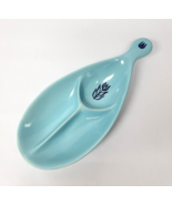 Cronin Blue Tulip Divided Dish Vintage Ceramic MCM 13&quot; Teardrop Shape Dish - $7.92