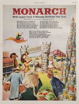 1948 Print Ad Monarch Finer Foods Distribution Canned Fruits &amp; Vegetables Lion - $20.68