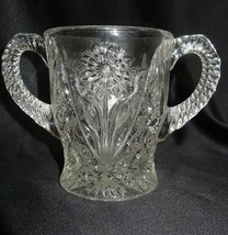 Vintage Imperial Glass Crystal Cosmos Double Handle Open Spooner Sugar Bowl - £18.87 GBP