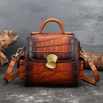 2022 Summer New Leather Women Bag Vintage Alligator Hasp Nature Cowhide Handbag  - £98.57 GBP