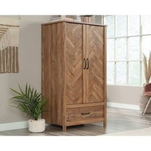FarmHouse Rustic Herringbone 1 Drawer Garment Rod Wardrobe Armoire - $14,945.38 MXN