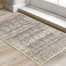 Rora Machine Washable Rugs Vintage Distressed Boho Small Entryway Rugs Non-Slip - £28.21 GBP