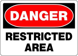 DANGER RESTRICTED AREA Metal SIGN 10&quot; x 14&quot; Red &amp; White keep out HILLMAN... - $482.74 MXN