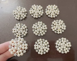 10pieces Pearl Alloy Rhinestone Buttons,DIY Hair Accessories Buckle,Wedd... - $19.70