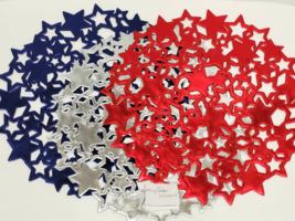 Patriotic 4th of July Memorial Vinyl Cut Out Stars Blue Red Placemats 6pc - £24.67 GBP