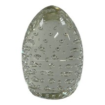 Vintage Paperweight Spiral Bullicante Clear Glass Oval Controlled Bubble 4” LG - £25.76 GBP