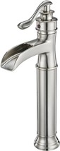 Bwe Waterfall Vessel Sink Faucet In Brushed Nickel, Bathroom Commercial Vanity - $72.93