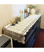 Vintage Lace Tablecloth Rectangle Table Crochet Lace Covers 23&quot;x47&quot; Floral - $33.76 CAD