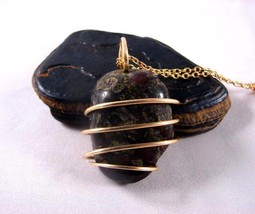 South Africa Dragonstone Pendant Amulet Merlin&#39;s Gold Bronze 10 - $44.00