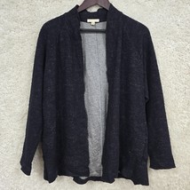 Eileen Fisher Cardigan Womens Medium Blue Opened Long Sleeve Tencel Textured - £28.66 GBP