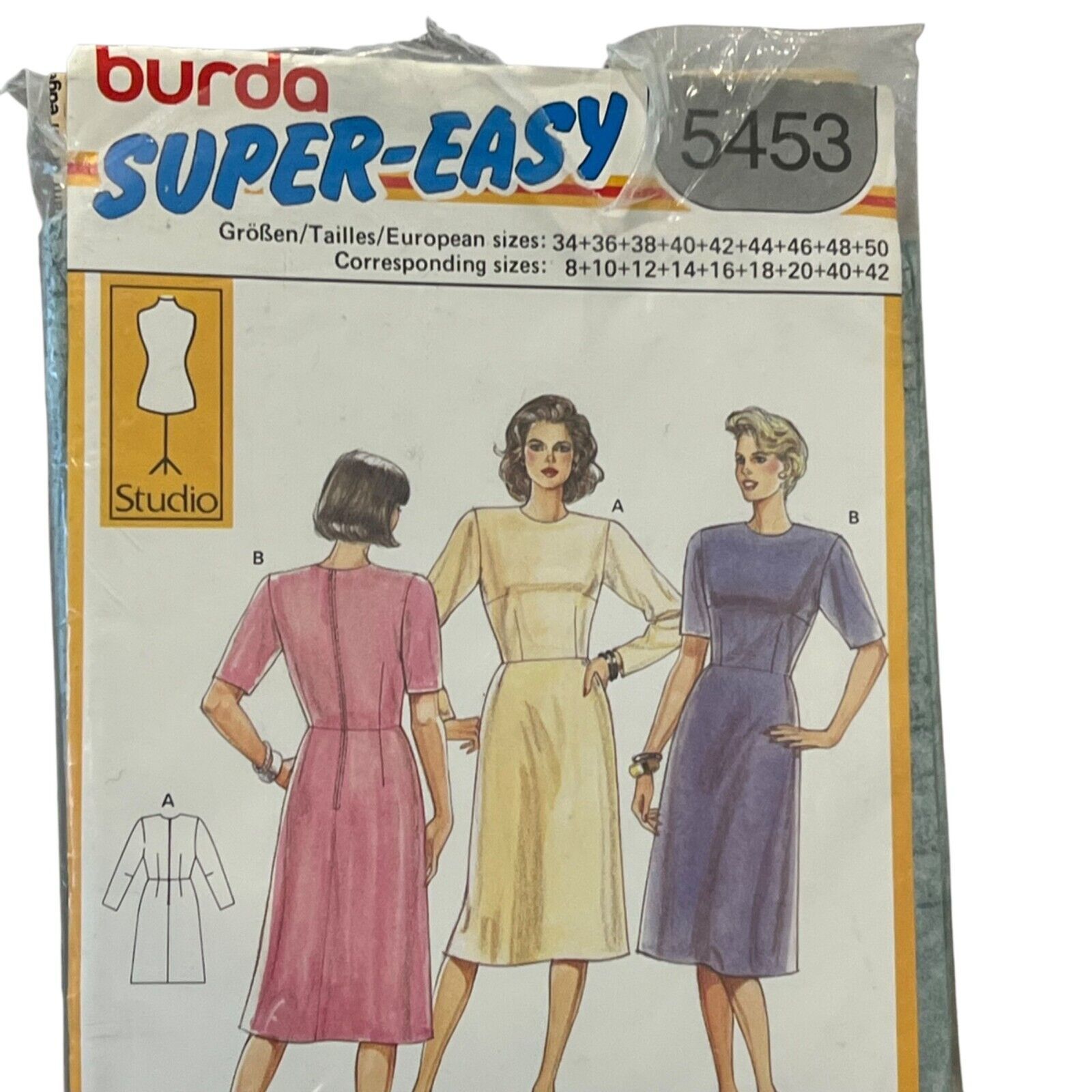 Vintage Burda Super-Easy Dress Pattern 5453 Womens Sizes 8-20 - $7.68