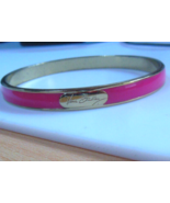 Vintage Signed Vera Bradley Gold-tone &amp; Pink Enamel Bangle Bracelet- 8&quot; - $21.96 CAD