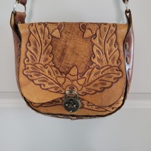 Rustic Vintage Hand Tooled Purse Deer Leather Saddle Bag Boho Hippie Wes... - $48.50