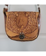 Rustic Vintage Hand Tooled Purse Deer Leather Saddle Bag Boho Hippie Wes... - $66.33 CAD