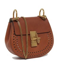 New Drew Mini Perforated Leather Caramel Saddle Crossbody Bag - $1,664.04