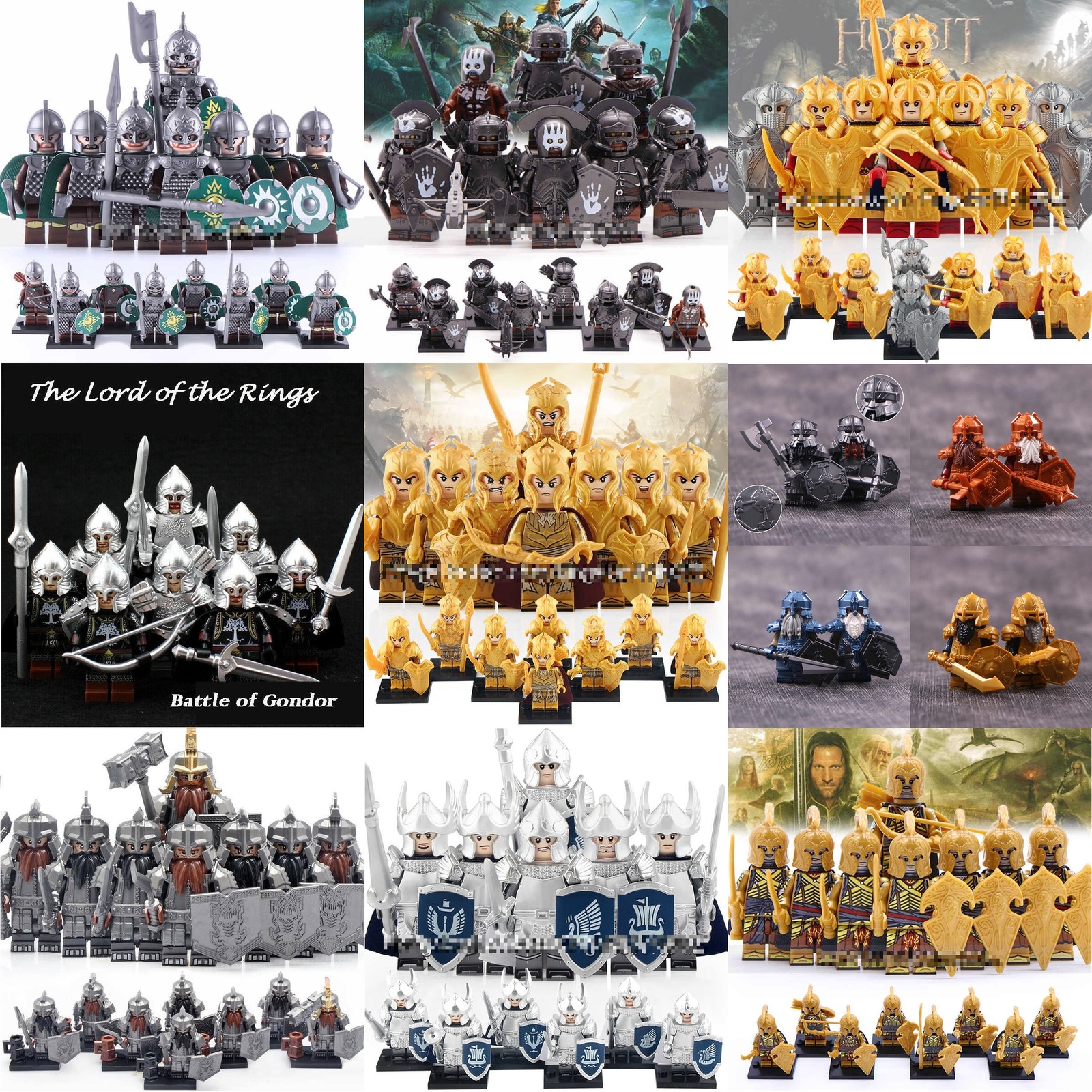 Collections The Lord of the Rings Army Rohan Orcs Gondor Dwarves Elf Minifigures