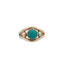 Vintage Signed Sterling Silver Native American Oval Turquoise Ring Band sz 6 1/2 - $41.58