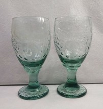 TWO (2) Libbey Orchard Fruit Green Water Goblets Drinking Glasses - £19.39 GBP